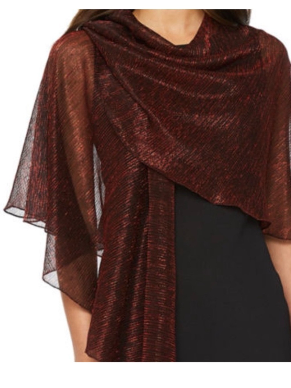 New J taylor Burgundy Red Scarf Shawl Wrap Evening Cover Up One Size OS Shimmer